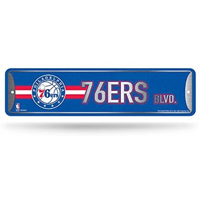 Rico Industries NBA Philadelphia 76ers metalowy znak uliczny (10 x 38 cm) idealny do domu, biura, sypialni i męskiej jaskini wykonany Rico Industries NBA Philadelphia 76ers metalowy znak uliczny (10 x 38 cm) idealny do domu, biura, sypialni i męskiej jaskini wykonany