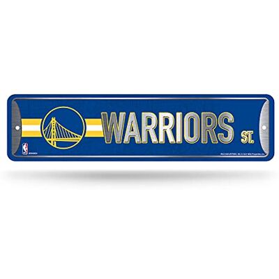 Rico Industries Metalowy znak uliczny NBA Golden State Warriors (10 x 38 cm) idealny do domu, sypialni, wystrój męskiej jaskini Rico Industries Metalowy znak uliczny NBA Golden State Warriors (10 x 38 cm) idealny do domu, sypialni, wystrój męskiej jaskini