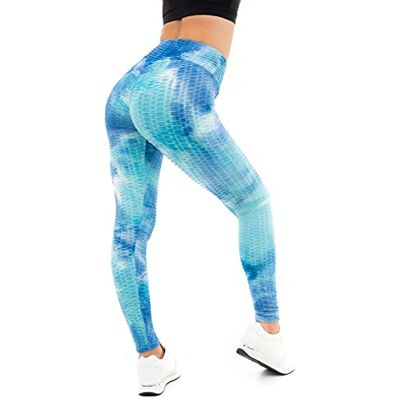 5056242869924 M17 Damskie damskie legginsy Tie Dye Gofr bez szwu antycellulitowy wysoki stan łupka rozciągliwe siłownia spodnie do jogi, NIEBIESKI, M 5056242869924 M17 Damskie damskie legginsy Tie Dye Gofr bez szwu antycellulitowy wysoki stan łupka rozciągliwe siłownia spodnie do jogi, NIEBIESKI, M