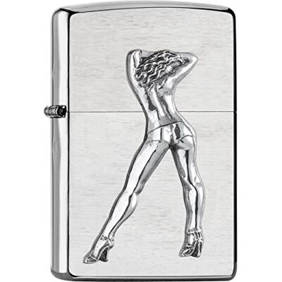 Zippo Gogo Girl Zapalniczka Sztormowa, Emblemat, do Napełniania, Wielokrotnego Użytku, Wiatroodporna Konstrukcja, Pudełko na Prezent, Wykonano w USA, Szczotkowany Chrom Zippo Gogo Girl Zapalniczka Sztormowa, Emblemat, do Napełniania, Wielokrotnego Użytku, Wiatroodporna Konstrukcja, Pudełko na Prezent, Wykonano w USA, Szczotkowany Chrom