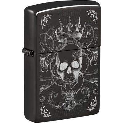 Zippo Skull Zapalniczka Sztormowa, Nadruk Fotograficzny, do Napełniania, Wielokrotnego Użytku, Wiatroodporna Konstrukcja, Pudełko na Prezent, Wykonano w USA, Czarny z Optymalnym Połyskiem Zippo Skull Zapalniczka Sztormowa, Nadruk Fotograficzny, do Napełniania, Wielokrotnego Użytku, Wiatroodporna Konstrukcja, Pudełko na Prezent, Wykonano w USA, Czarny z Optymalnym Połyskiem