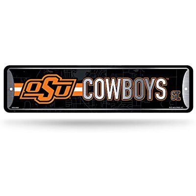 Rico Industries NCAA Oklahoma State Cowboys dekoracja domu metalowy znak uliczny (10 cm x 38 cm) idealny do domu, biura, sypialni i męskiej jaskini wykonany Rico Industries NCAA Oklahoma State Cowboys dekoracja domu metalowy znak uliczny (10 cm x 38 cm) idealny do domu, biura, sypialni i męskiej jaskini wykonany