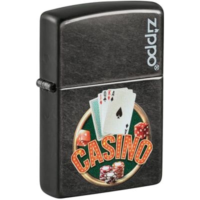 Zippo Casino Zapalniczka Sztormowa, Kolorowy Nadruk, do Napełniania, Wielokrotnego Użytku, Wiatroodporna Konstrukcja, Pudełko na Prezent, Wykonano w USA, Szary (Gray Dusk) Zippo Casino Zapalniczka Sztormowa, Kolorowy Nadruk, do Napełniania, Wielokrotnego Użytku, Wiatroodporna Konstrukcja, Pudełko na Prezent, Wykonano w USA, Szary (Gray Dusk)
