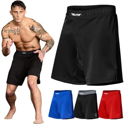 ET553-2XL Elite Sports MMA Fight szorty męskie Black Jack UFC BJJ No Gi Grappling Jiu Jitsu szorty, czarny, XXL ET553-2XL Elite Sports MMA Fight szorty męskie Black Jack UFC BJJ No Gi Grappling Jiu Jitsu szorty, czarny, XXL