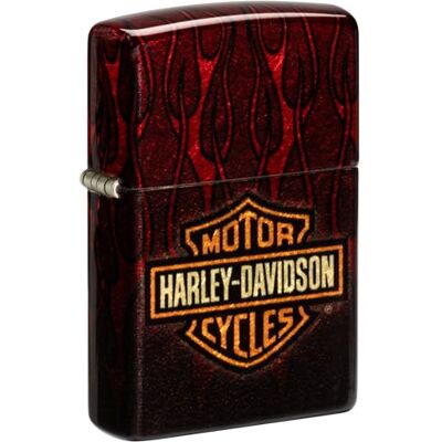Zippo Harley-Davidson Flames Zapalniczka Sztormowa, do Napełniania, Wielokrotnego Użytku, Wiatroodporna Konstrukcja, Pudełko na Prezent, Wykonano w USA, Postarzany Mosiądz (540° Tumbled Brass) Zippo Harley-Davidson Flames Zapalniczka Sztormowa, do Napełniania, Wielokrotnego Użytku, Wiatroodporna Konstrukcja, Pudełko na Prezent, Wykonano w USA, Postarzany Mosiądz (540° Tumbled Brass)
