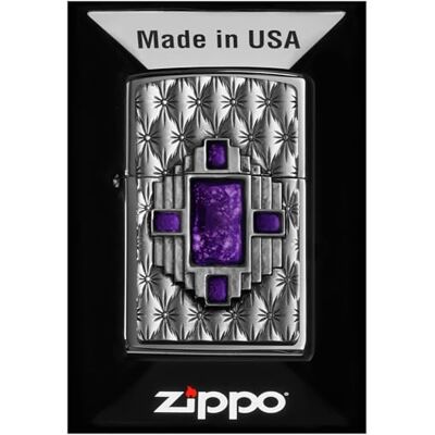 Zippo Purple Diamond Zapalniczka Sztormowa, Emblemat, do Napełniania, Wielokrotnego Użytku, Wiatroodporna Konstrukcja, Pudełko na Prezent, Wykonano w USA, Chrom o optymalnym Połysku Zippo Purple Diamond Zapalniczka Sztormowa, Emblemat, do Napełniania, Wielokrotnego Użytku, Wiatroodporna Konstrukcja, Pudełko na Prezent, Wykonano w USA, Chrom o optymalnym Połysku