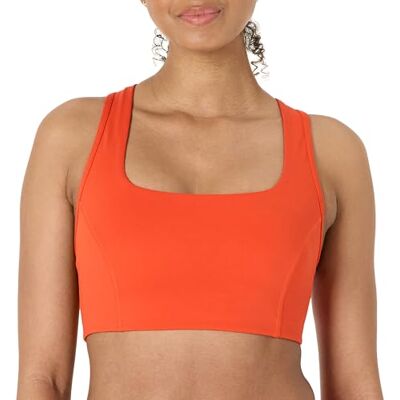 AEWM38572_Bright Red Amazon Essentials Damski biustonosz sportowy Active FormFlex Buttery Soft Light Support Square Neck Racerback, Żywa czerwień, XXL AEWM38572_Bright Red Amazon Essentials Damski biustonosz sportowy Active FormFlex Buttery Soft Light Support Square Neck Racerback, Żywa czerwień, XXL