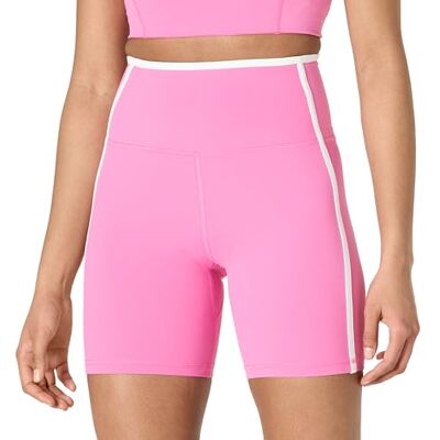 AEWM62614_PINK / WHITE Amazon Essentials Damskie szorty motocyklowe Active FormFlex Buttery Soft High Waist 15 cm z kontrastowym wykończeniem, Flaming różowy/biały, M AEWM62614_PINK / WHITE Amazon Essentials Damskie szorty motocyklowe Active FormFlex Buttery Soft High Waist 15 cm z kontrastowym wykończeniem, Flaming różowy/biały, M