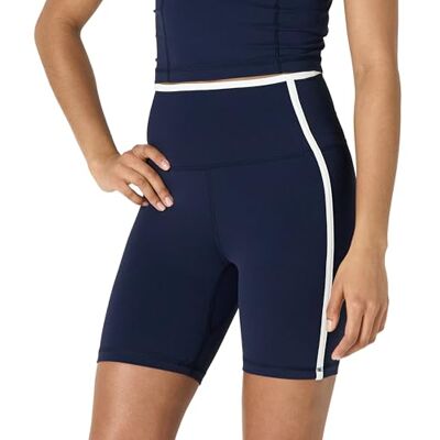 AEWM62614_NAVY / WHITE Amazon Essentials Damskie szorty motocyklowe Active FormFlex Buttery Soft High Waist 15 cm z kontrastowym wykończeniem, Granatowy/biały, XXL AEWM62614_NAVY / WHITE Amazon Essentials Damskie szorty motocyklowe Active FormFlex Buttery Soft High Waist 15 cm z kontrastowym wykończeniem, Granatowy/biały, XXL