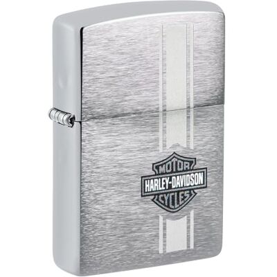 Zippo Harley-Davidson Zapalniczka Sztormowa, Kolorowy Nadruk Lustrzany, do Napełniania, Wielokrotnego Użytku, Wiatroodporna Konstrukcja, Pudełko na Prezent, Wykonano w USA, Szczotkowany Chrom Zippo Harley-Davidson Zapalniczka Sztormowa, Kolorowy Nadruk Lustrzany, do Napełniania, Wielokrotnego Użytku, Wiatroodporna Konstrukcja, Pudełko na Prezent, Wykonano w USA, Szczotkowany Chrom