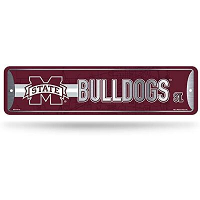 Rico Industries NCAA Mississippi State Bulldogs dekoracja domu metalowy znak uliczny (10 cm x 38 cm) idealny do domu, biura, sypialni i męskiej jaskini wykonany Rico Industries NCAA Mississippi State Bulldogs dekoracja domu metalowy znak uliczny (10 cm x 38 cm) idealny do domu, biura, sypialni i męskiej jaskini wykonany