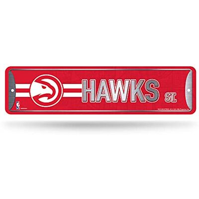 Rico Industries NBA Atlanta Hawks dekoracja domu, metalowy znak uliczny (10 x 38 cm) idealny do domu, biura, sypialni i męskiej jaskini wykonany Rico Industries NBA Atlanta Hawks dekoracja domu, metalowy znak uliczny (10 x 38 cm) idealny do domu, biura, sypialni i męskiej jaskini wykonany