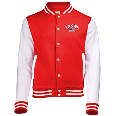 5060570687174_Rouge_L supportershop USA College kurtka dwukolorowa unisex dla dorosłych, czerwona, FR: L (rozmiar Producent: L) 5060570687174_Rouge_L supportershop USA College kurtka dwukolorowa unisex dla dorosłych, czerwona, FR: L (rozmiar Producent: L)