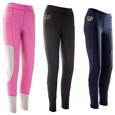 4057052317620 LAZURA Damskie legginsy do jazdy konnej, czarne, 4057052317620 LAZURA Damskie legginsy do jazdy konnej, czarne,