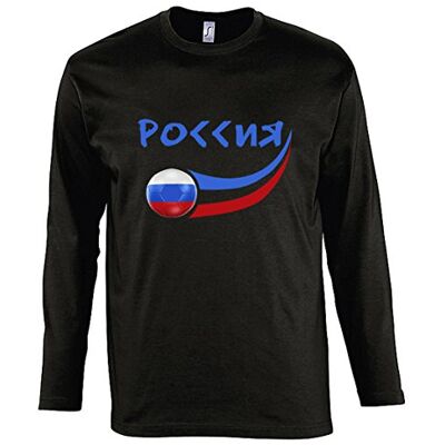 5060542521208 Supportershop męska koszulka z długim rękawem Rosja Czarny S 5060542521208 Supportershop męska koszulka z długim rękawem Rosja Czarny S