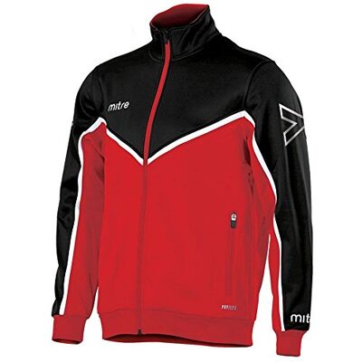 T70016 Mitre dziecięca Primero poli piłka nożna treningowa kurtka treningowa, szkarłatna/czarny/biały, mała T70016 Mitre dziecięca Primero poli piłka nożna treningowa kurtka treningowa, szkarłatna/czarny/biały, mała