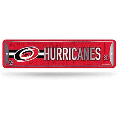 Rico Industries NHL Carolina Hurricanes wystrój domu metalowy znak uliczny (10 cm x 38 cm) idealny do domu, biura, sypialni i męskiej jaskini wykonany Rico Industries NHL Carolina Hurricanes wystrój domu metalowy znak uliczny (10 cm x 38 cm) idealny do domu, biura, sypialni i męskiej jaskini wykonany