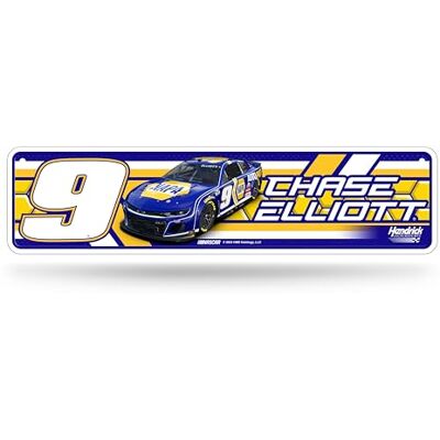 Rico Industries NASCAR Racing Chase Elliott No. 9 metalowy znak uliczny 10 cm x 38 cm wystrój domu sypialnia biuro męska jaskinia Rico Industries NASCAR Racing Chase Elliott No. 9 metalowy znak uliczny 10 cm x 38 cm wystrój domu sypialnia biuro męska jaskinia