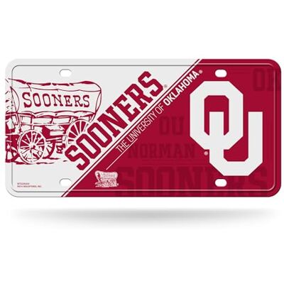 Rico Industries NCAA Oklahoma Sooners metalowa tabliczka rejestracyjna Rico Industries NCAA Oklahoma Sooners metalowa tabliczka rejestracyjna