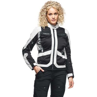 Dainese Desert Lady Tex Jacket, letnia kurtka motocyklowa, lekka tkanina techniczna, ochraniacze na ramię i łokcie, damska kurtka motocyklowa, pejot/czarny/steeple-szary, 54 Dainese Desert Lady Tex Jacket, letnia kurtka motocyklowa, lekka tkanina techniczna, ochraniacze na ramię i łokcie, damska kurtka motocyklowa, pejot/czarny/steeple-szary, 54