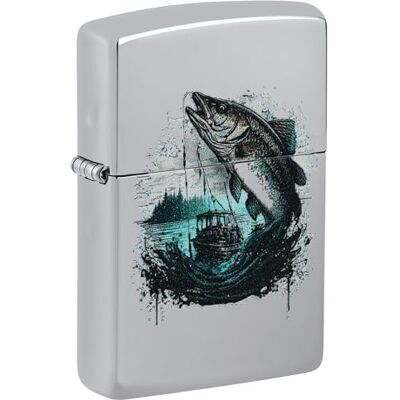 Zippo Fish And Boat Zapalniczka Sztormowa, Kolorowy Nadruk, do Napełniania, Wielokrotnego Użytku, Wiatroodporna Konstrukcja, Pudełko na Prezent, Wykonano w USA, Chrom o Optymalnym Połysku Zippo Fish And Boat Zapalniczka Sztormowa, Kolorowy Nadruk, do Napełniania, Wielokrotnego Użytku, Wiatroodporna Konstrukcja, Pudełko na Prezent, Wykonano w USA, Chrom o Optymalnym Połysku