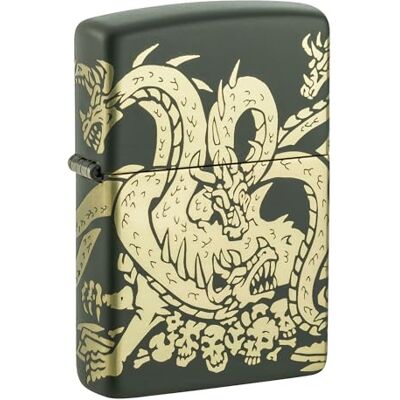 Zippo Dragon Zapalniczka Sztormowa, Laser 360°, Wielokrotnego Użytku, do Napełniania, Wiatroodporna Konstrukcja, Pudełko na Prezent, Wykonano w USA, Zielony Matowy Zippo Dragon Zapalniczka Sztormowa, Laser 360°, Wielokrotnego Użytku, do Napełniania, Wiatroodporna Konstrukcja, Pudełko na Prezent, Wykonano w USA, Zielony Matowy