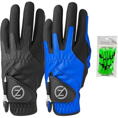 GL00106 Zero Friction Męskie kompresyjne syntetyczne lewa ręka uniwersalne dopasowanie rękawice golfowe 2 opakowanie, jeden rozmiar, czarny/niebieski GL00106 Zero Friction Męskie kompresyjne syntetyczne lewa ręka uniwersalne dopasowanie rękawice golfowe 2 opakowanie, jeden rozmiar, czarny/niebieski