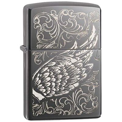 Zippo Zapalniczka Sztormowa, Skrzydła, Anielskie Pióra, Black Ice, Czarna, Grawer Laserowy, Wielokrotnego Użytku, Odporna na Wiatr, Pudełko Prezentowe, Wyprodukowana w USA Zippo Zapalniczka Sztormowa, Skrzydła, Anielskie Pióra, Black Ice, Czarna, Grawer Laserowy, Wielokrotnego Użytku, Odporna na Wiatr, Pudełko Prezentowe, Wyprodukowana w USA