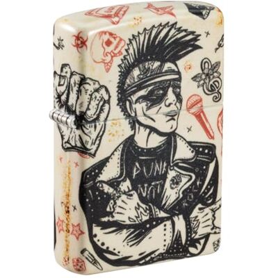 Zippo Punk Rock, Zapalniczka Sztormowa, Kolorowy Nadruk, do Napełniania, Wielokrotnego Użytku, Wiatroodporna Konstrukcja, Pudełko na Prezent, Wykonano w USA, Kolor 540° Zippo Punk Rock, Zapalniczka Sztormowa, Kolorowy Nadruk, do Napełniania, Wielokrotnego Użytku, Wiatroodporna Konstrukcja, Pudełko na Prezent, Wykonano w USA, Kolor 540°