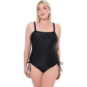 836457 Ulla Popken Damski duży rozmiar plus size kostium kąpielowy Olivia, błyszczący mat mix, czarny, 42 836457 Ulla Popken Damski duży rozmiar plus size kostium kąpielowy Olivia, błyszczący mat mix, czarny, 42