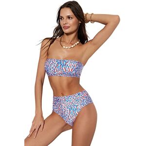 TBESS22BT0018 Trendyol Damski zestaw bikini z nadrukiem zwierzęcym, Niebieski/wielokolorowy, 38 TBESS22BT0018 Trendyol Damski zestaw bikini z nadrukiem zwierzęcym, Niebieski/wielokolorowy, 38