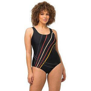 820922 Ulla Popken Damski duży rozmiar plus size kostium kąpielowy, w paski, bez miękkich miseczek, pasek pod biustem czarny 46 100-46 820922 Ulla Popken Damski duży rozmiar plus size kostium kąpielowy, w paski, bez miękkich miseczek, pasek pod biustem czarny 46 100-46