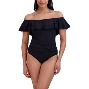 BL3SD15 BCBGMAXAZRIA Damski jednoczęściowy strój kąpielowy z odsłoniętymi ramionami, kontrola brzucha, szybkoschnący strój kąpielowy, Lity czarny, L BL3SD15 BCBGMAXAZRIA Damski jednoczęściowy strój kąpielowy z odsłoniętymi ramionami, kontrola brzucha, szybkoschnący strój kąpielowy, Lity czarny, L