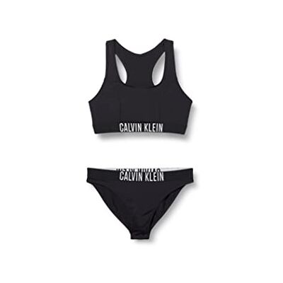 KY0KY00088BEH8-10 Calvin Klein Jeans Zestaw bikini z prążkowanym biustonoszem dla dziewczynek, Pvh Black, 8-10 Years KY0KY00088BEH8-10 Calvin Klein Jeans Zestaw bikini z prążkowanym biustonoszem dla dziewczynek, Pvh Black, 8-10 Years