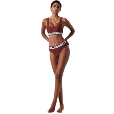 240W2221 KARL LAGERFELD Elongated Logo Bikini Top, Biking Red, XS 240W2221 KARL LAGERFELD Elongated Logo Bikini Top, Biking Red, XS