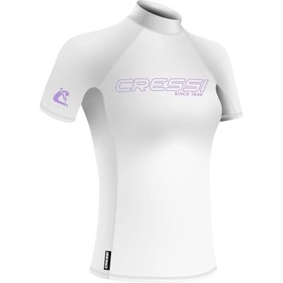 NH000401 CRESSI since 1946 Sentinel Lady Short Sleeve Rash Guard UPF 50+ Sun Protection Quick Dry Swimming, Surfing, Diving, Fishing, Beach, Pool and Water Sports White/Lilac XS/1 Women's NH000401 CRESSI since 1946 Sentinel Lady Short Sleeve Rash Guard UPF 50+ Sun Protection Quick Dry Swimming, Surfing, Diving, Fishing, Beach, Pool and Water Sports White/Lilac XS/1 Women's