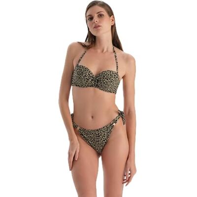24SW82061ST Dagi Brązowy modny dzianinowy nieprzewodowy pas bez ramiączek Full Cup Removable Strap Bikini Top, brązowy, 42, brązowy, 42 24SW82061ST Dagi Brązowy modny dzianinowy nieprzewodowy pas bez ramiączek Full Cup Removable Strap Bikini Top, brązowy, 42, brązowy, 42