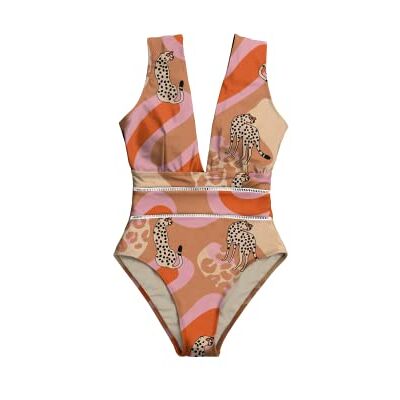 AVE-S014-111-L Averie Damski kostium kąpielowy typu Deep Plunge One Piece, wielokolorowy, L AVE-S014-111-L Averie Damski kostium kąpielowy typu Deep Plunge One Piece, wielokolorowy, L