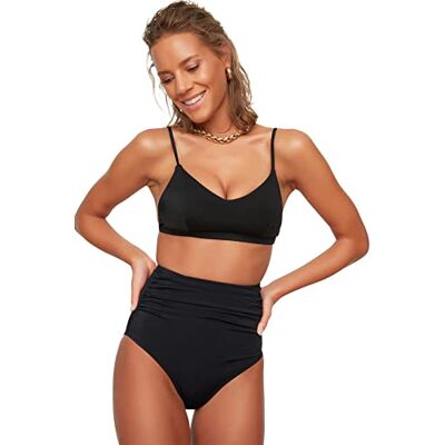 TBESS20BA0018 Trendyol Women's gorset z wysokim stanem bikini bottoms, czarny, 42 TBESS20BA0018 Trendyol Women's gorset z wysokim stanem bikini bottoms, czarny, 42