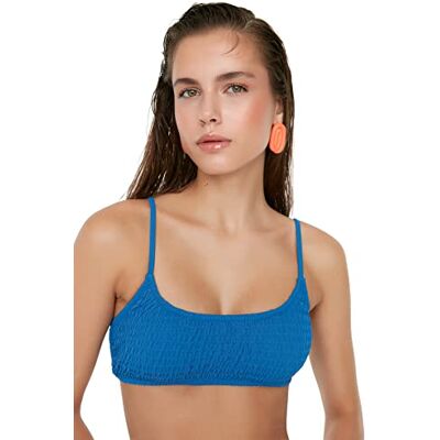 TBESS22BU0010 Trendyol Damski top bikini z dzianiny bralette, NIEBIESKI, 44 TBESS22BU0010 Trendyol Damski top bikini z dzianiny bralette, NIEBIESKI, 44