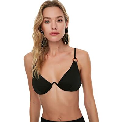TBESS20BU0194 Trendyol Women's Accessoire szczegółowo strukturyzowany top bikini, czarny, 40 TBESS20BU0194 Trendyol Women's Accessoire szczegółowo strukturyzowany top bikini, czarny, 40