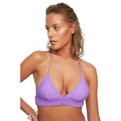 TBESS20BU0373 Trendyol Women's Macreme szczegółowy trójkąt bikini top, fioletowy, 40 TBESS20BU0373 Trendyol Women's Macreme szczegółowy trójkąt bikini top, fioletowy, 40