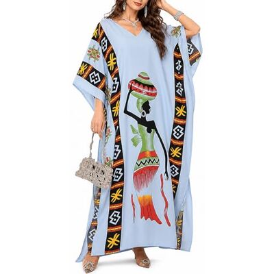 SG152-2023 Oussum Plus Size Kaftan for Women Polyester Summer Caftan Swimwear Cover Ups Maxi Beach Dress (Light Blue Kaftan) SG152-2023 Oussum Plus Size Kaftan for Women Polyester Summer Caftan Swimwear Cover Ups Maxi Beach Dress (Light Blue Kaftan)
