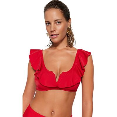 TBESS21BU0053 Trendyol Kobiety Bralette Knit Bikini Topy Pływanie Kobiety, czerwony, 34 TBESS21BU0053 Trendyol Kobiety Bralette Knit Bikini Topy Pływanie Kobiety, czerwony, 34