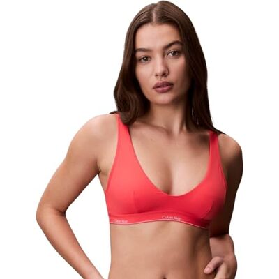 LV00Q61207 Calvin Klein Damski Braletka Halter Kąpielówki, Różowy (Punch Pink), S LV00Q61207 Calvin Klein Damski Braletka Halter Kąpielówki, Różowy (Punch Pink), S