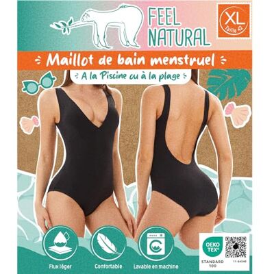 Feel Natural Czarny strój kąpielowy menstruacyjny, rozmiar XL, strój kąpielowy dla kobiet i nastolatków, zmywalny, zapobiegający wyciekom, komfort higieniczny, ochrona chłonna, lekki przepływ Feel Natural Czarny strój kąpielowy menstruacyjny, rozmiar XL, strój kąpielowy dla kobiet i nastolatków, zmywalny, zapobiegający wyciekom, komfort higieniczny, ochrona chłonna, lekki przepływ