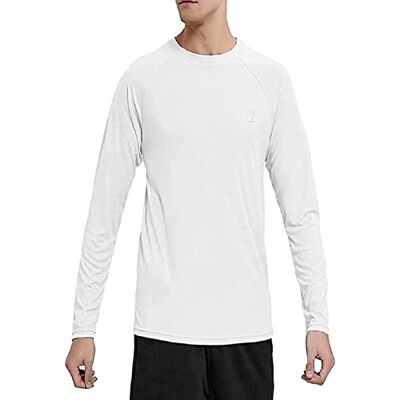 EUUPX12-WH-XL MeetHoo Rash Guards Męska koszulka sportowa z siatką ochronną przeciw promieniom UV koszulki sportowe krótki rękaw koszulki do biegania basen ochrona przeciwsłoneczna UPF 50+, Biały-01, XL EUUPX12-WH-XL MeetHoo Rash Guards Męska koszulka sportowa z siatką ochronną przeciw promieniom UV koszulki sportowe krótki rękaw koszulki do biegania basen ochrona przeciwsłoneczna UPF 50+, Biały-01, XL