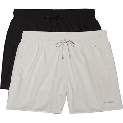 KM0KM01165 Calvin Klein Męskie spodenki kąpielowe ze sznurkiem 2 szt, Czarny (Pvh czarny/kredowy), XXL KM0KM01165 Calvin Klein Męskie spodenki kąpielowe ze sznurkiem 2 szt, Czarny (Pvh czarny/kredowy), XXL