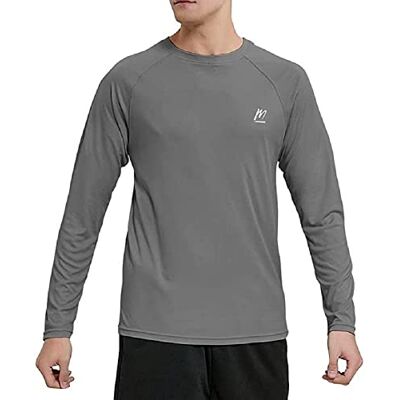 EUUPX12-DG-XL MeetHoo Rash Guards Męska koszulka sportowa z siatką ochronną przeciw promieniom UV koszulki sportowe krótki rękaw koszulki do biegania basen ochrona przeciwsłoneczna UPF 50+, Szary-01, XL EUUPX12-DG-XL MeetHoo Rash Guards Męska koszulka sportowa z siatką ochronną przeciw promieniom UV koszulki sportowe krótki rękaw koszulki do biegania basen ochrona przeciwsłoneczna UPF 50+, Szary-01, XL