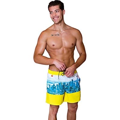 2041-NYC BWET Swimwear Męskie szorty kąpielowe NYC Board, żółty, S 2041-NYC BWET Swimwear Męskie szorty kąpielowe NYC Board, żółty, S